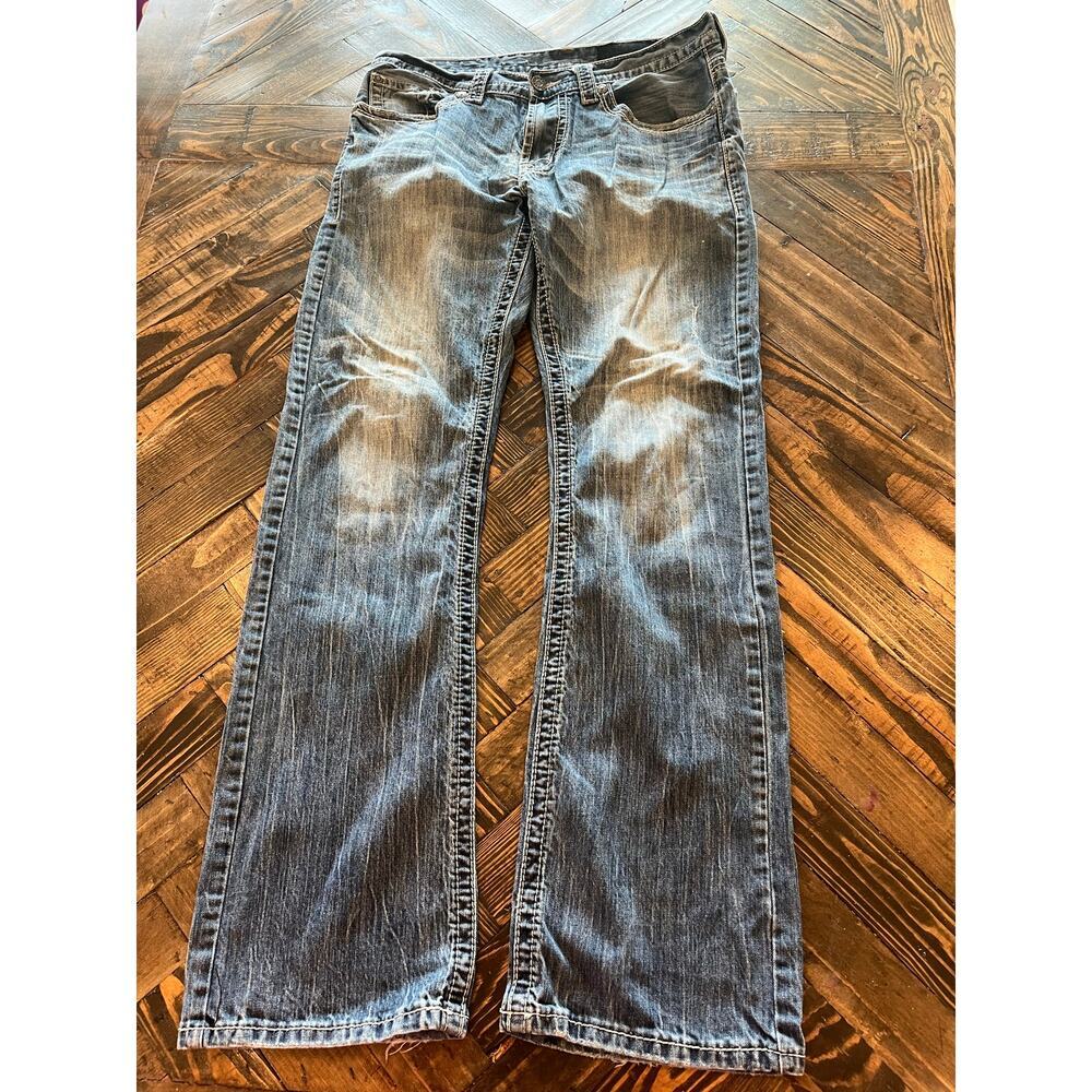Axel Blue Jeans Men 32x34 Western Cowboy Y2K Thick Stitch Streetwear Aztec Comfy